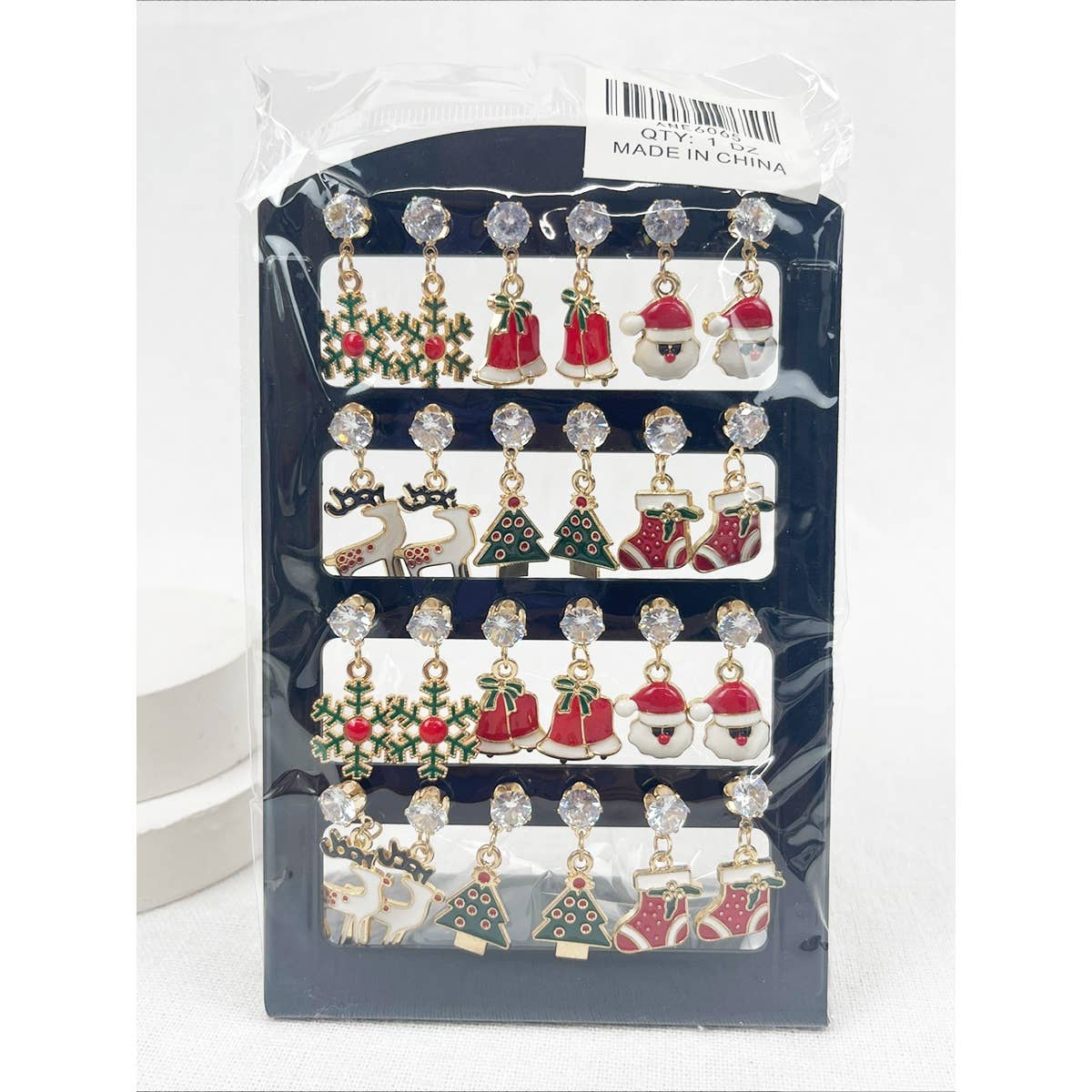 Christmas Drop Earrings with Decoration Stand: MIX COLOR / ONE(12)
