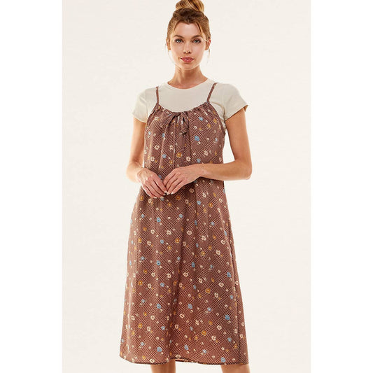 THE EFFORTLESS HARMONY TEE & DRESS FUSION 2PCS: MOCH/DEN/GLD / L