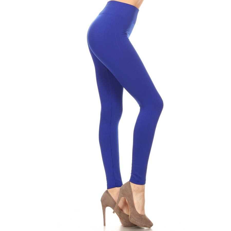 High Waist Fleece Lined Leggings with Elastic Band: Black / ONE