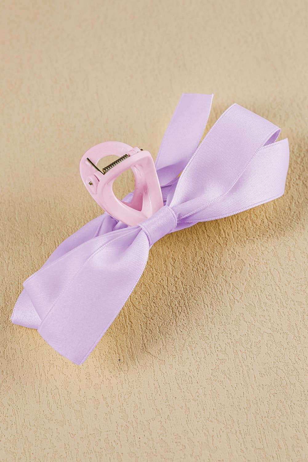 Black Bow Decor Large Hair Claw Clip: Light French Beige / Plastic / ONE SIZE