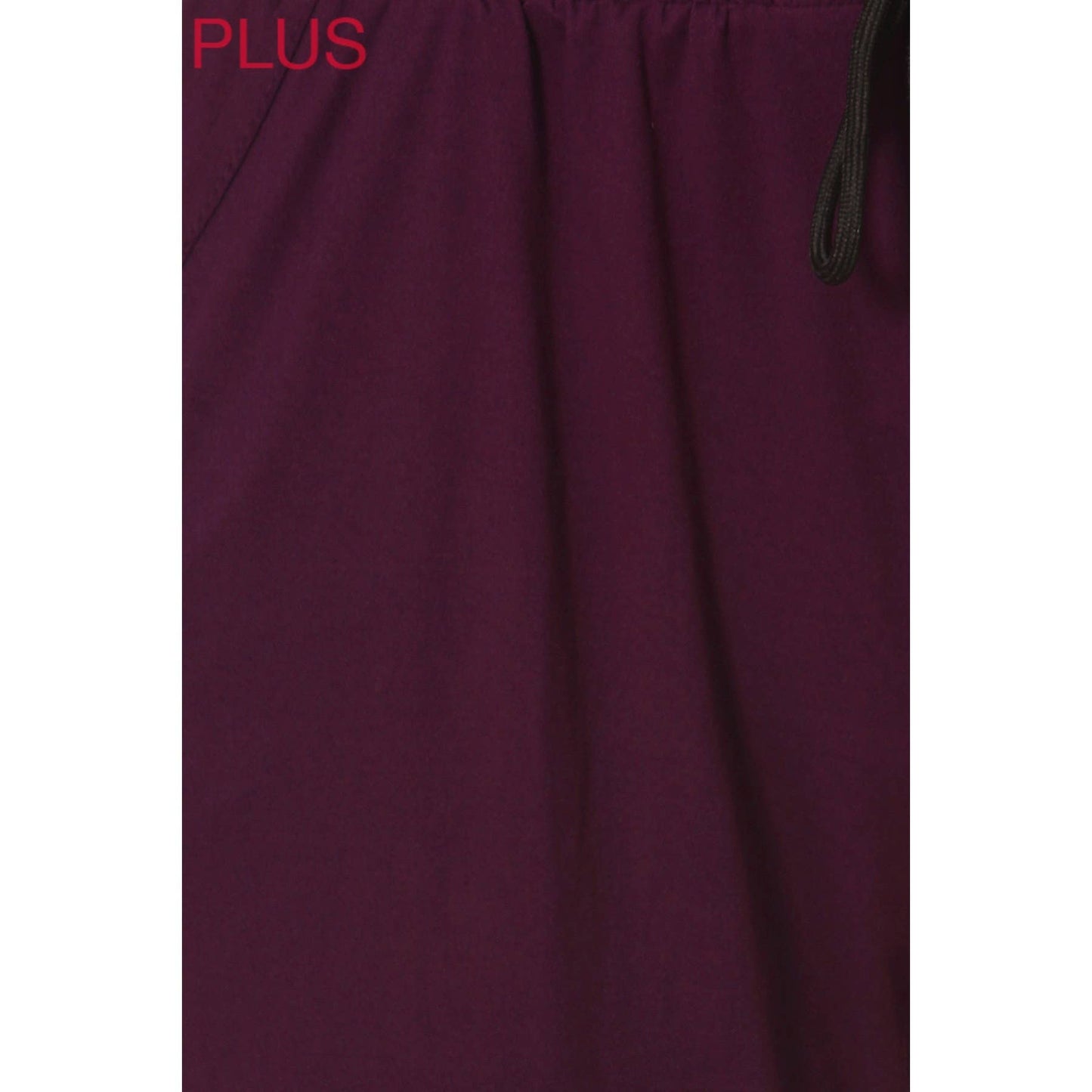 Plus Size Buttery Soft Solid Joggers with Drawstring: WINE / 2XL