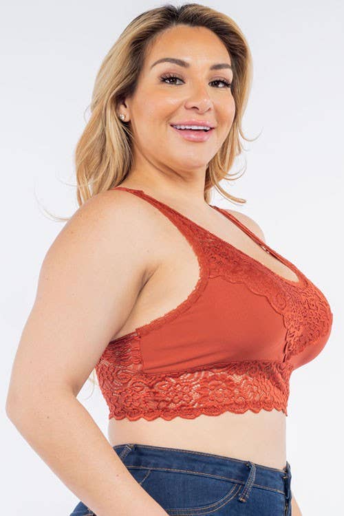 Plus Padded Lace Bralette: FIRST BLUSH / 3-3 (1XL-2XL)