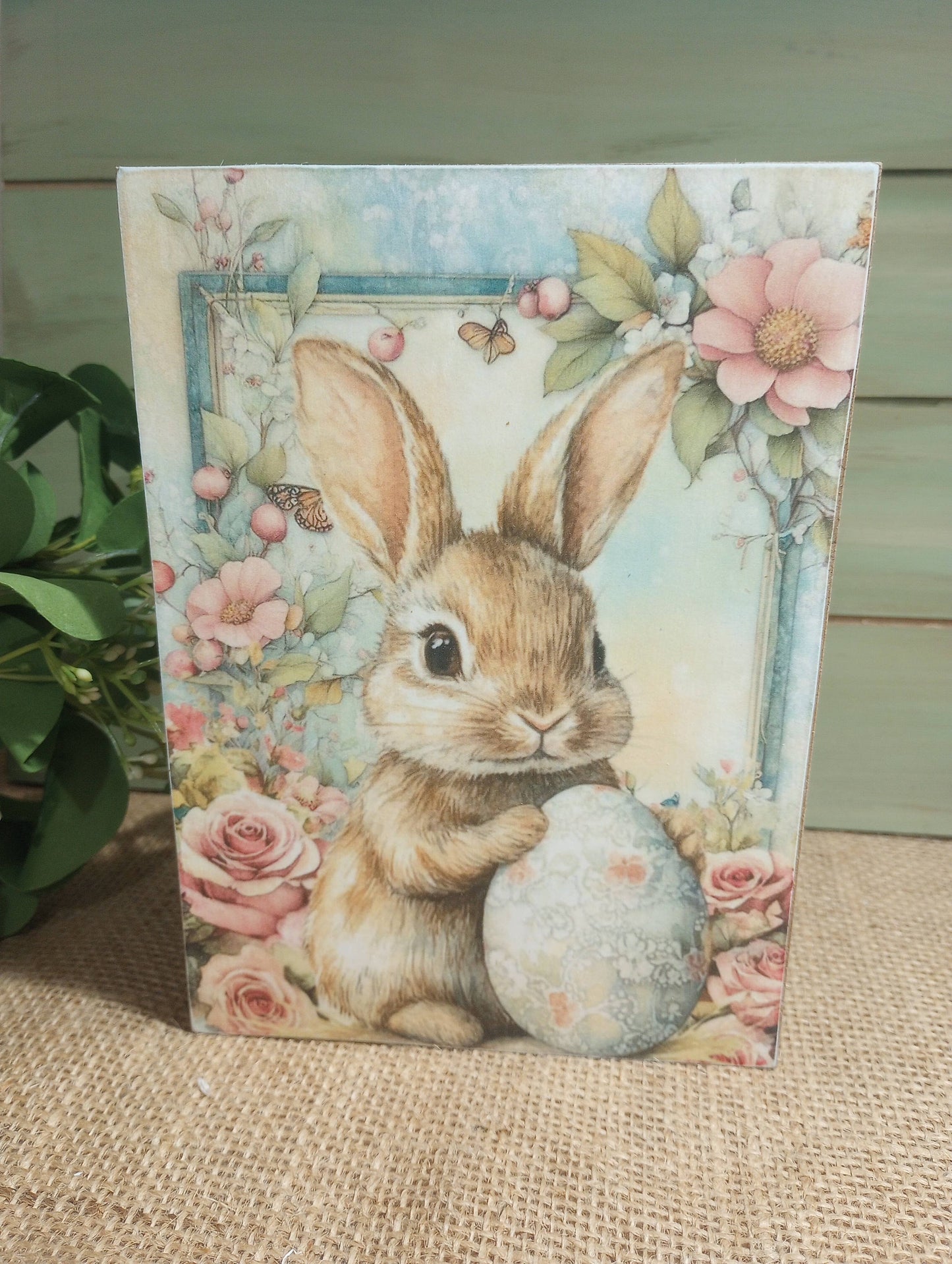 Easter Wood Block Sign - Small - Bunny with Egg B
