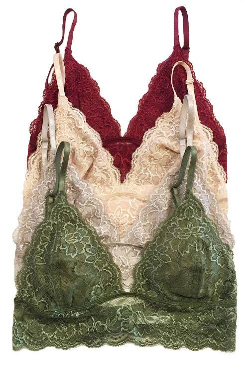 Triangle Lace Bralette: BEIGE / 3-3 (S/M-M/L)