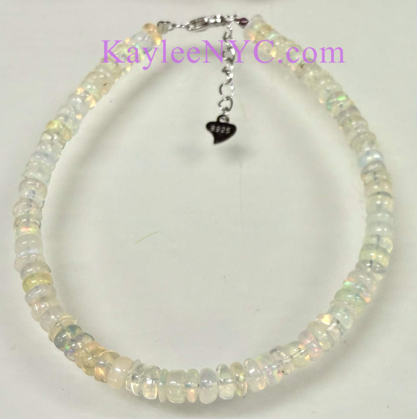 Natural Ethiopian Opal w 925 Sterling Silver Bracelet