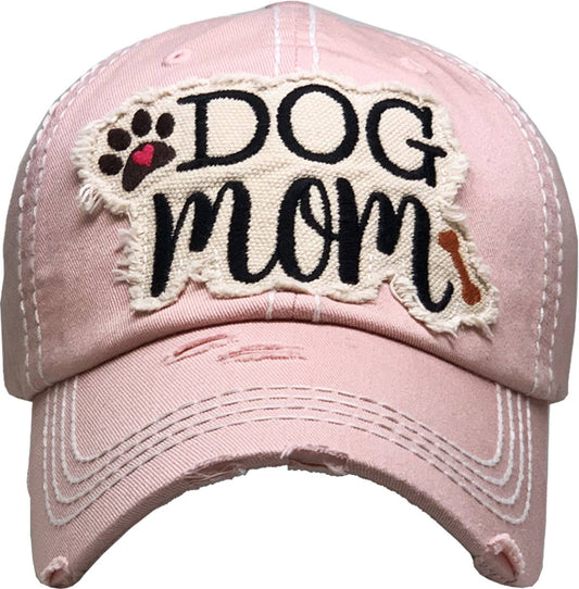 DOG MOM WASHED VINTAGE BALLCAP: ROSE
