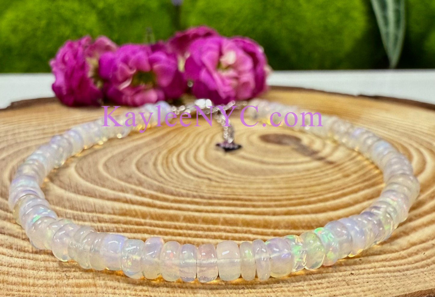 Natural Ethiopian Opal w 925 Sterling Silver Bracelet