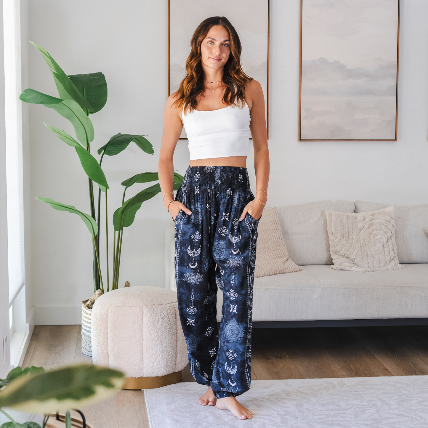 Twilight Lotus Harem Pants with Pockets: L