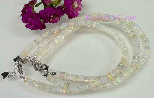 Natural Ethiopian Opal w 925 Sterling Silver Bracelet