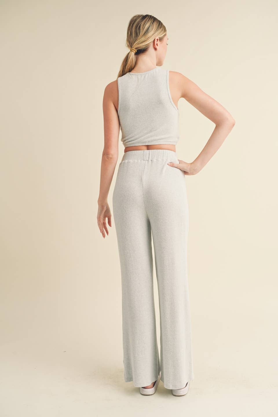 Soft Brushed Hacci Lounge Tank and Pants Set: Mint / L