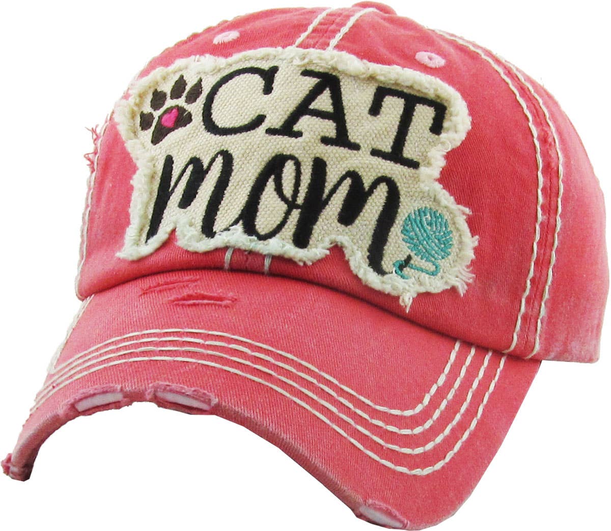 CAT MOM Washed Vintage Ball Cap: TUQ