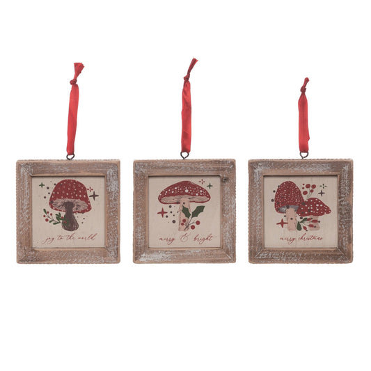 Merry Mushroom Block Orn Set 3 Christmas DS