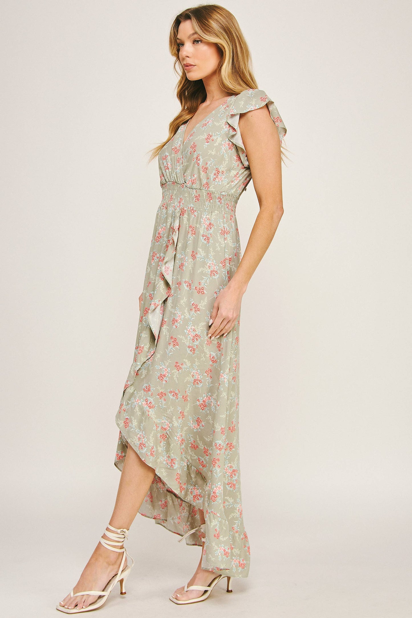 ETHEREAL FLOW MAXI DRESS W/ RUFFLE DETAIL: SACOI / S