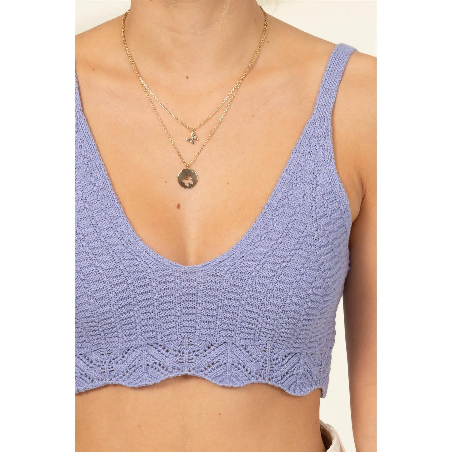 Crochet Knit Bralette: PASTEL PINK\