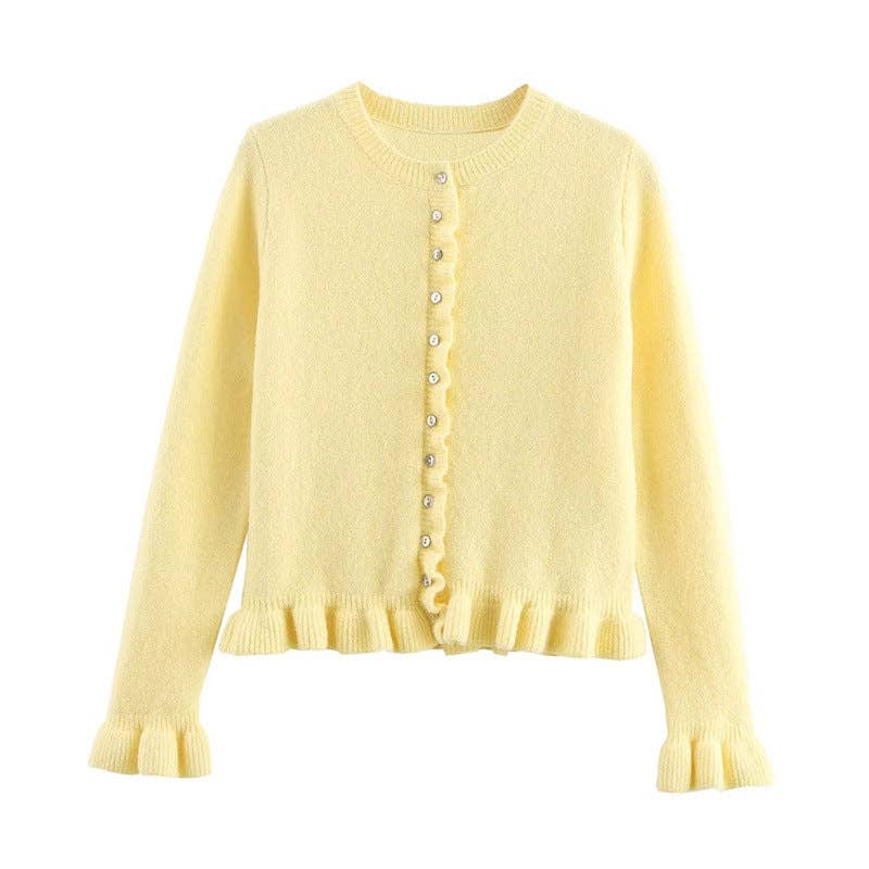 S Women's Button Front Knit Cardigan Classic Layering Sweater: White / S