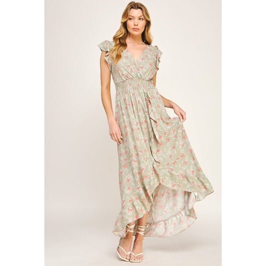 ETHEREAL FLOW MAXI DRESS W/ RUFFLE DETAIL: SACOI / S