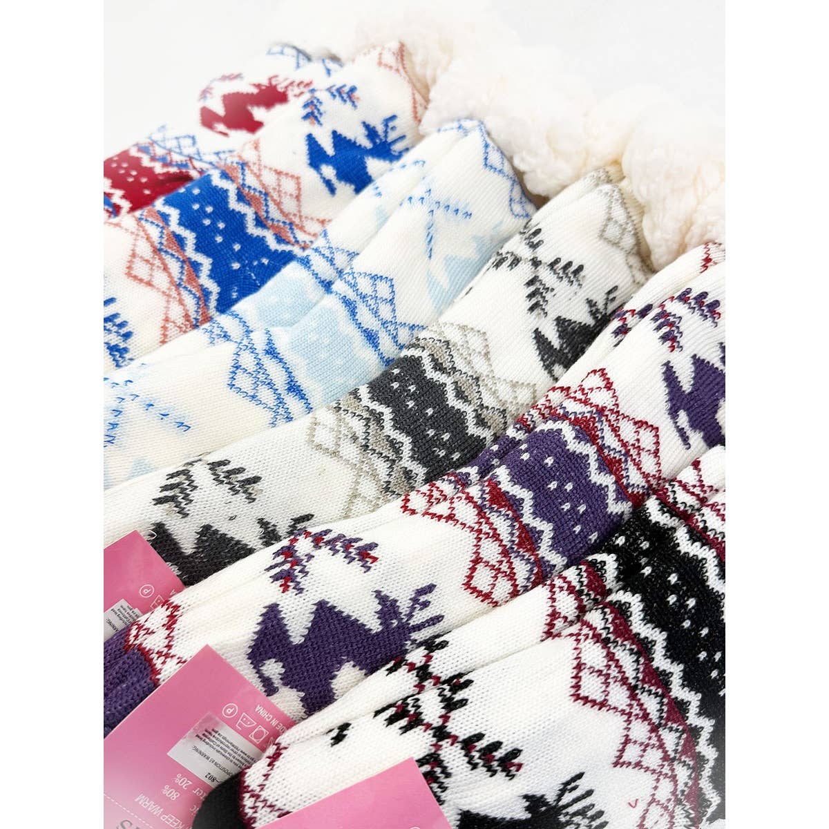 Reindeer Anti Skid Knit Winter Socks: MIX COLOR / ONE(12)