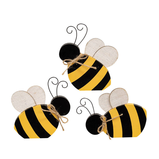Wooden Bee Sitter w/Burlap Wings - 3 Asstd.