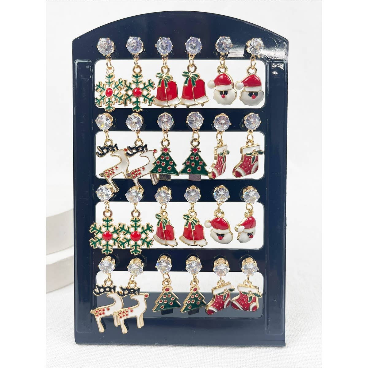 Christmas Drop Earrings with Decoration Stand: MIX COLOR / ONE(12)