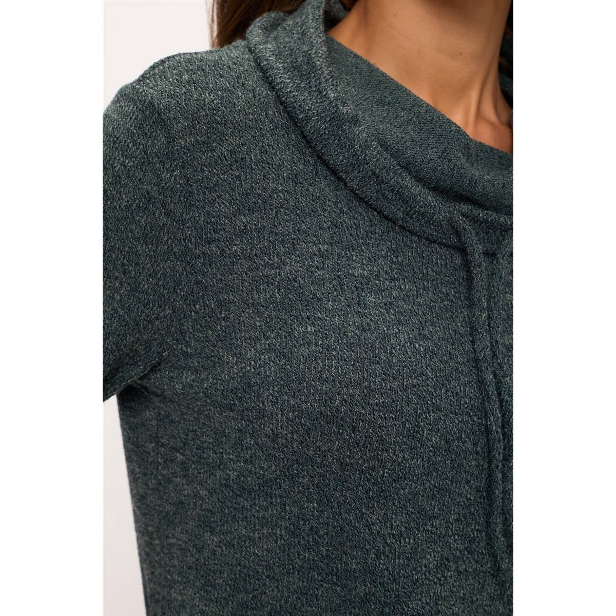COWL COLLAR DRAWCORD HOODIE: NAVY / S-M-L-XL(1-1-2-2)