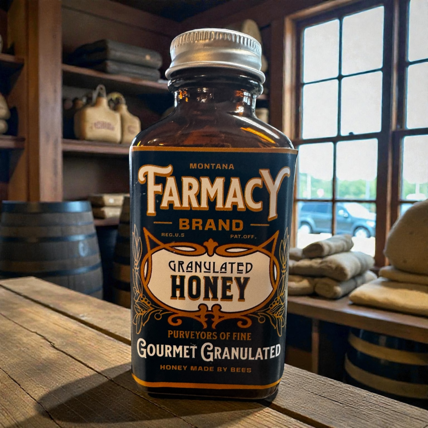 Vintage Small Apothecary jar of Granulated Honey For tea etc