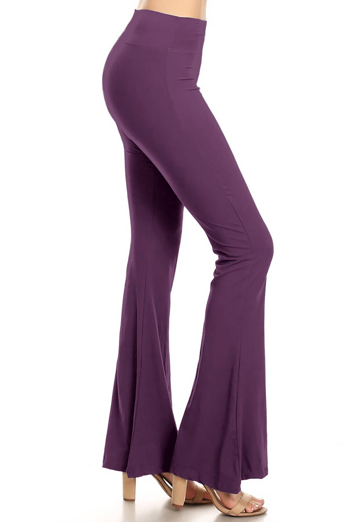 Buttery Soft High Waist Solid Palazzo Pants: Heather Charcoal / L