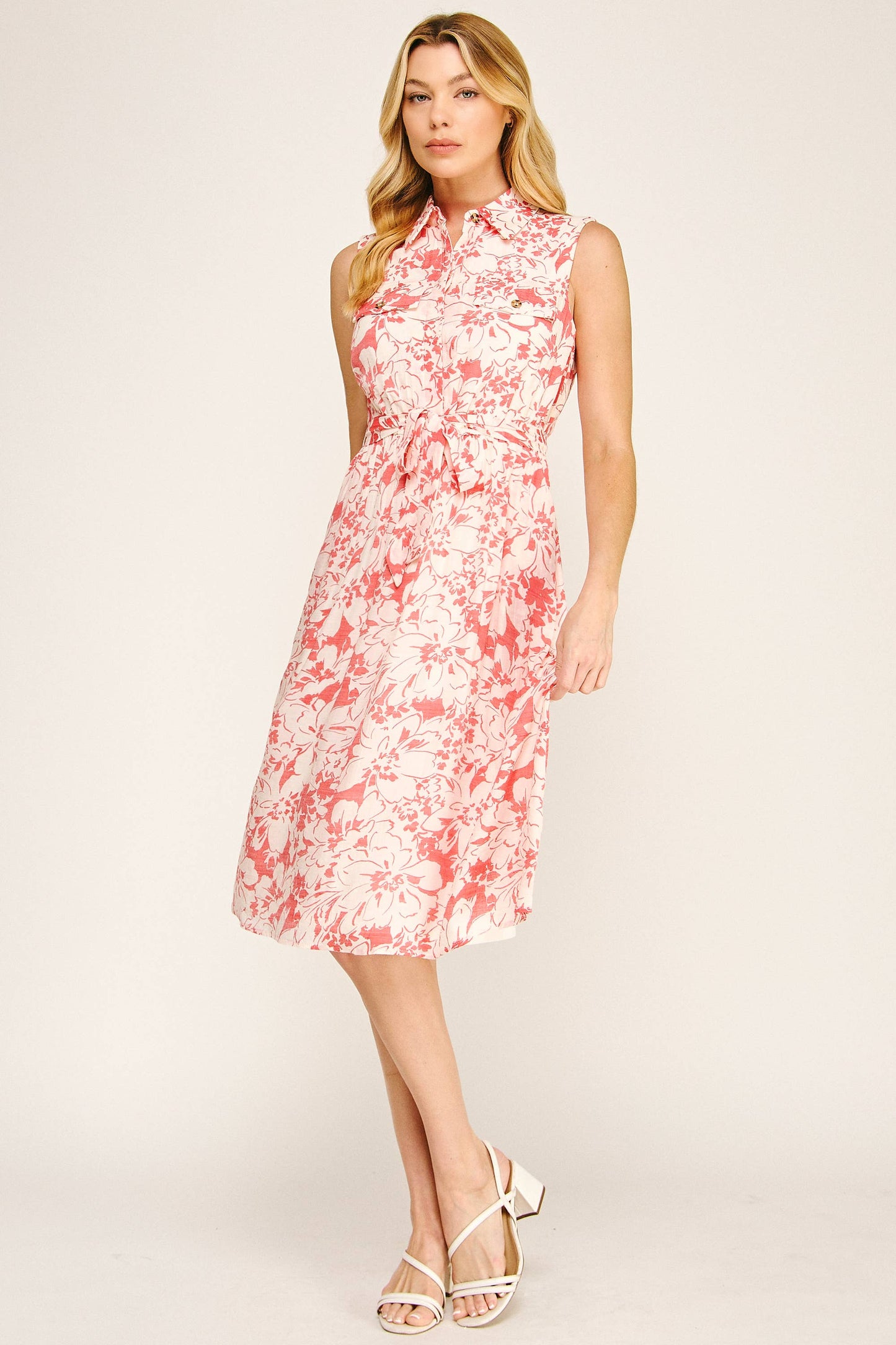 SOFT PAPAYA FLORAL GAUZE DRESS: IV/TOM / XL
