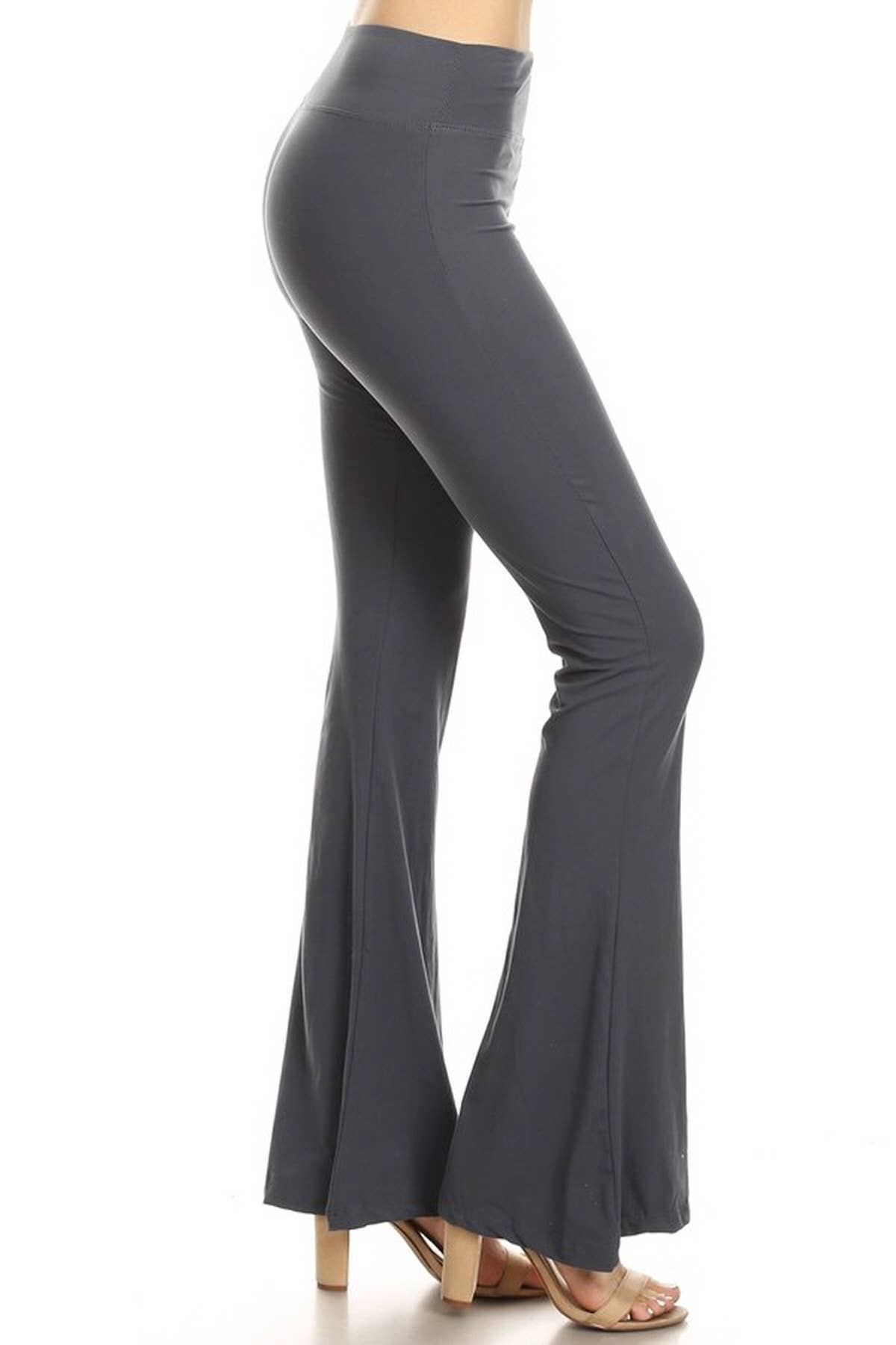 Buttery Soft High Waist Solid Palazzo Pants: Heather Charcoal / XL