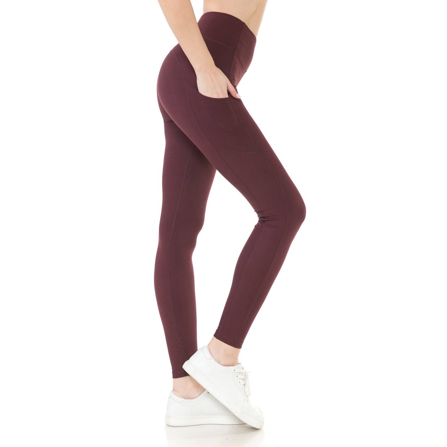 High Waist Activewear Leggings - Side Pockets: Black / M