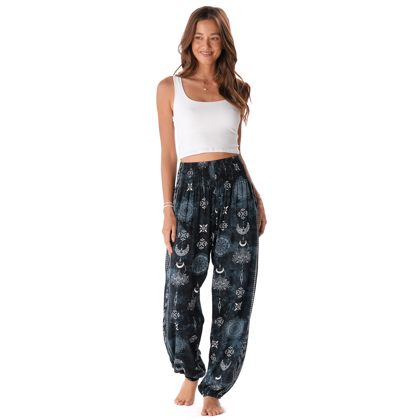 Twilight Lotus Harem Pants with Pockets: L