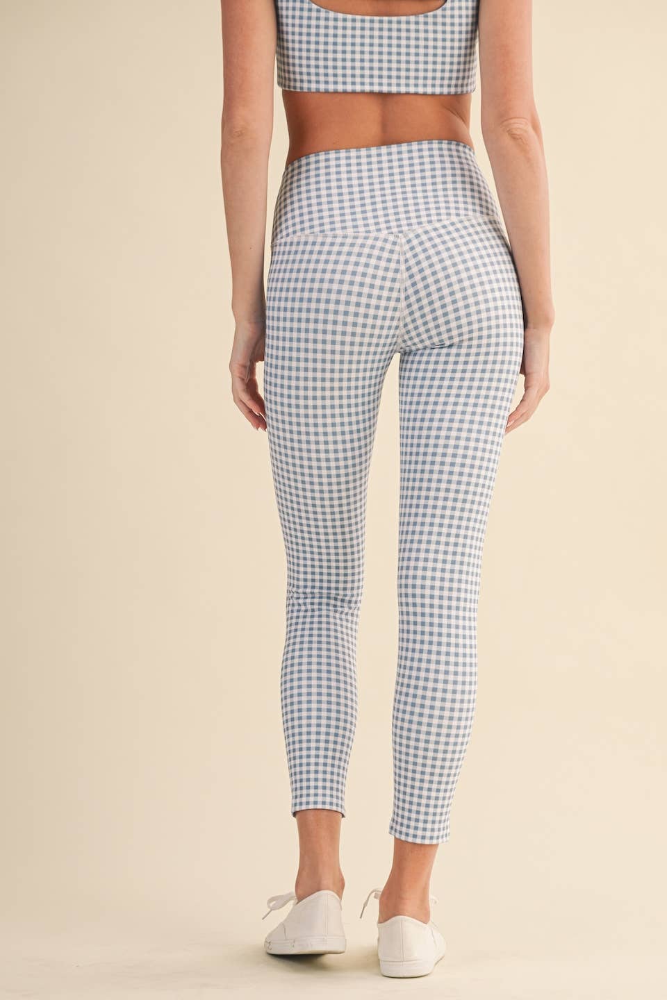 Gingham Print Aligned Performance High-Rise Leggings: Pink Gingham / S