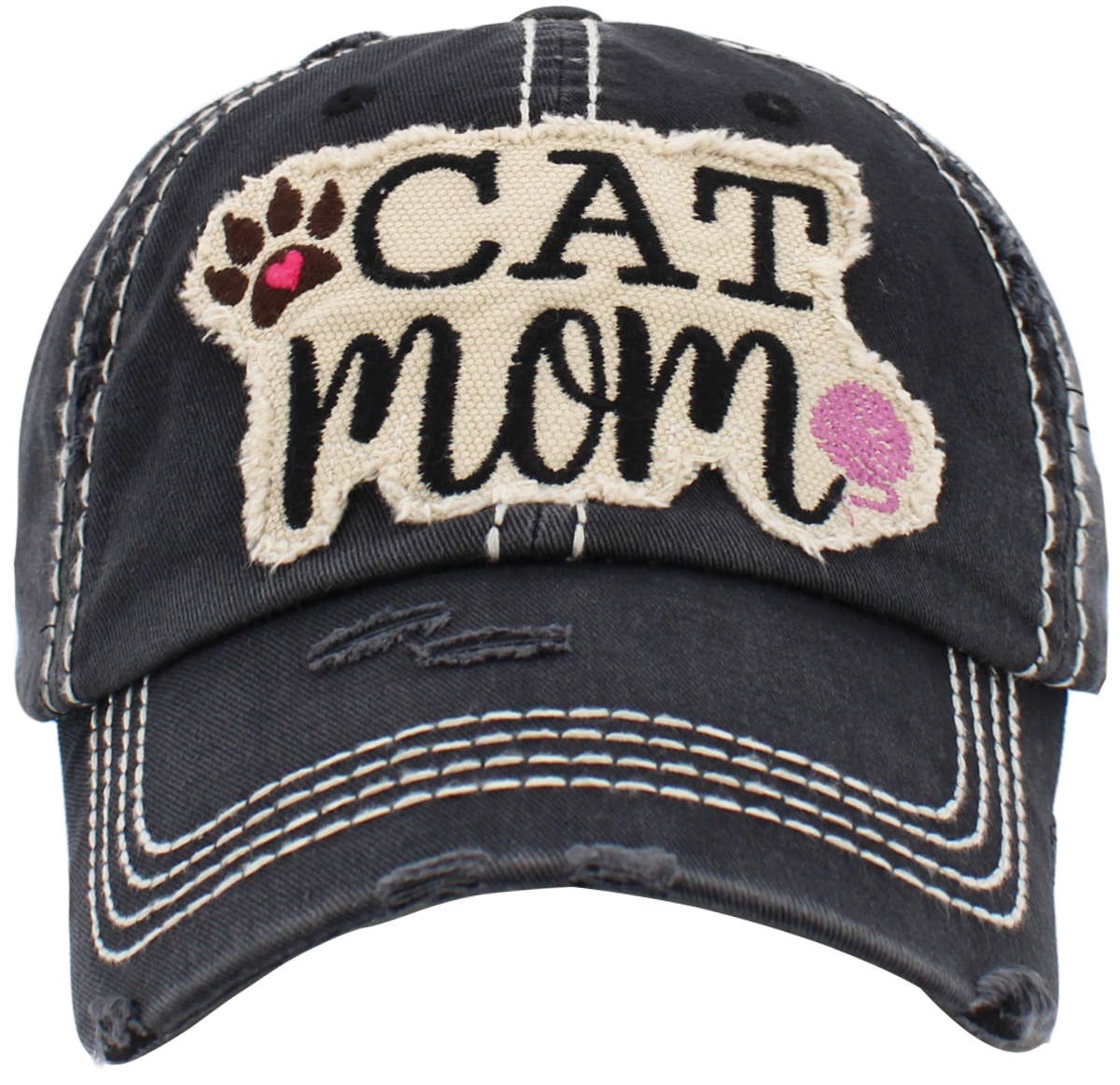 CAT MOM Washed Vintage Ball Cap: TUQ