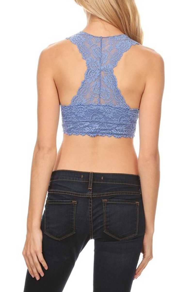 Lace Racerback Bralette: OFF WHITE