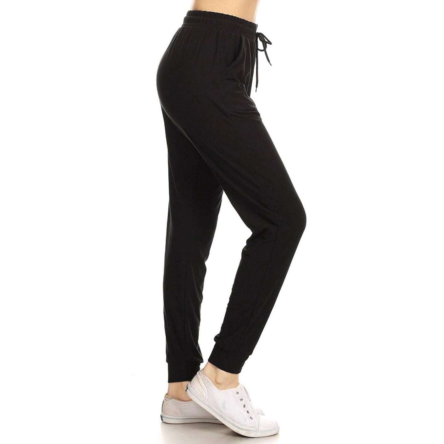 Buttery Soft Solid Joggers with Drawstring: Heather Charcoal / M