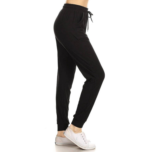 Buttery Soft Solid Joggers with Drawstring: Black / S