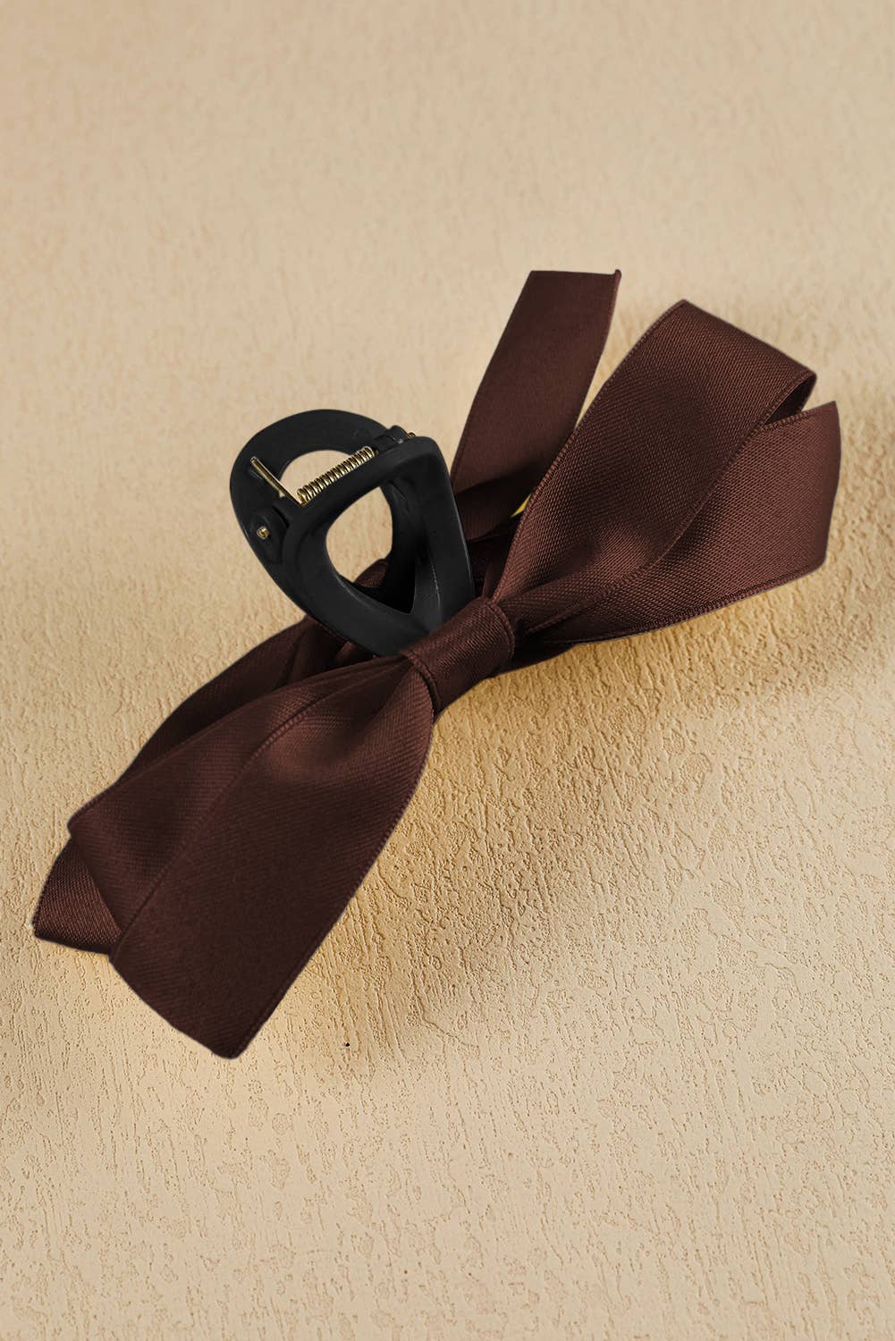 Black Bow Decor Large Hair Claw Clip: Light French Beige / Plastic / ONE SIZE