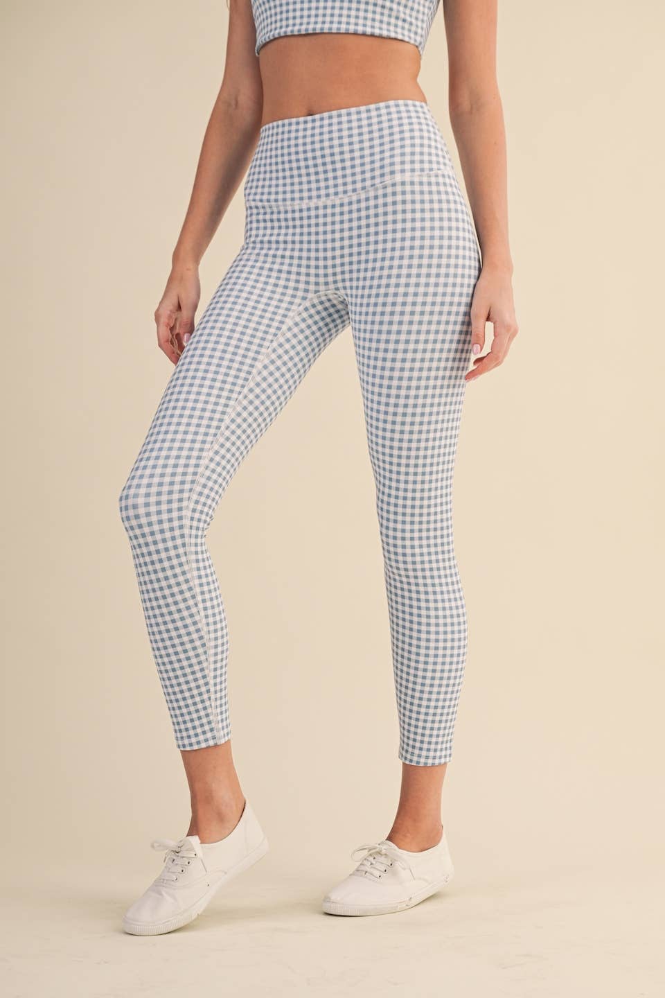 Gingham Print Aligned Performance High-Rise Leggings: Pink Gingham / S