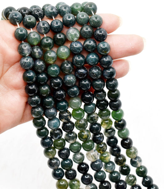 Crystal Jewelry Beads | Moss Agate | Healing Gemstone Beads: 4mm