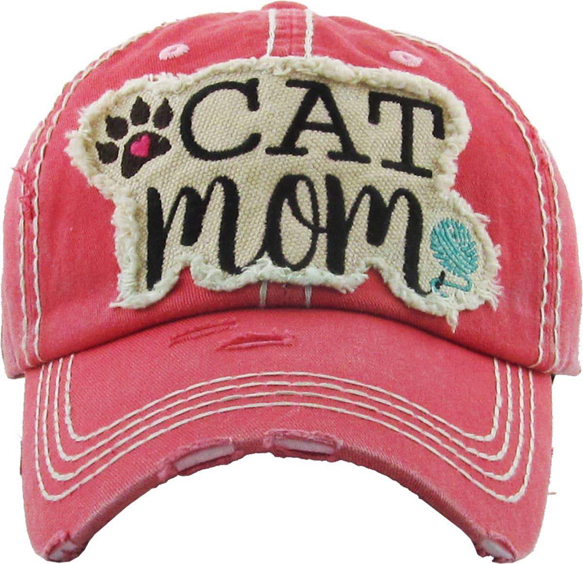 CAT MOM Washed Vintage Ball Cap: TUQ