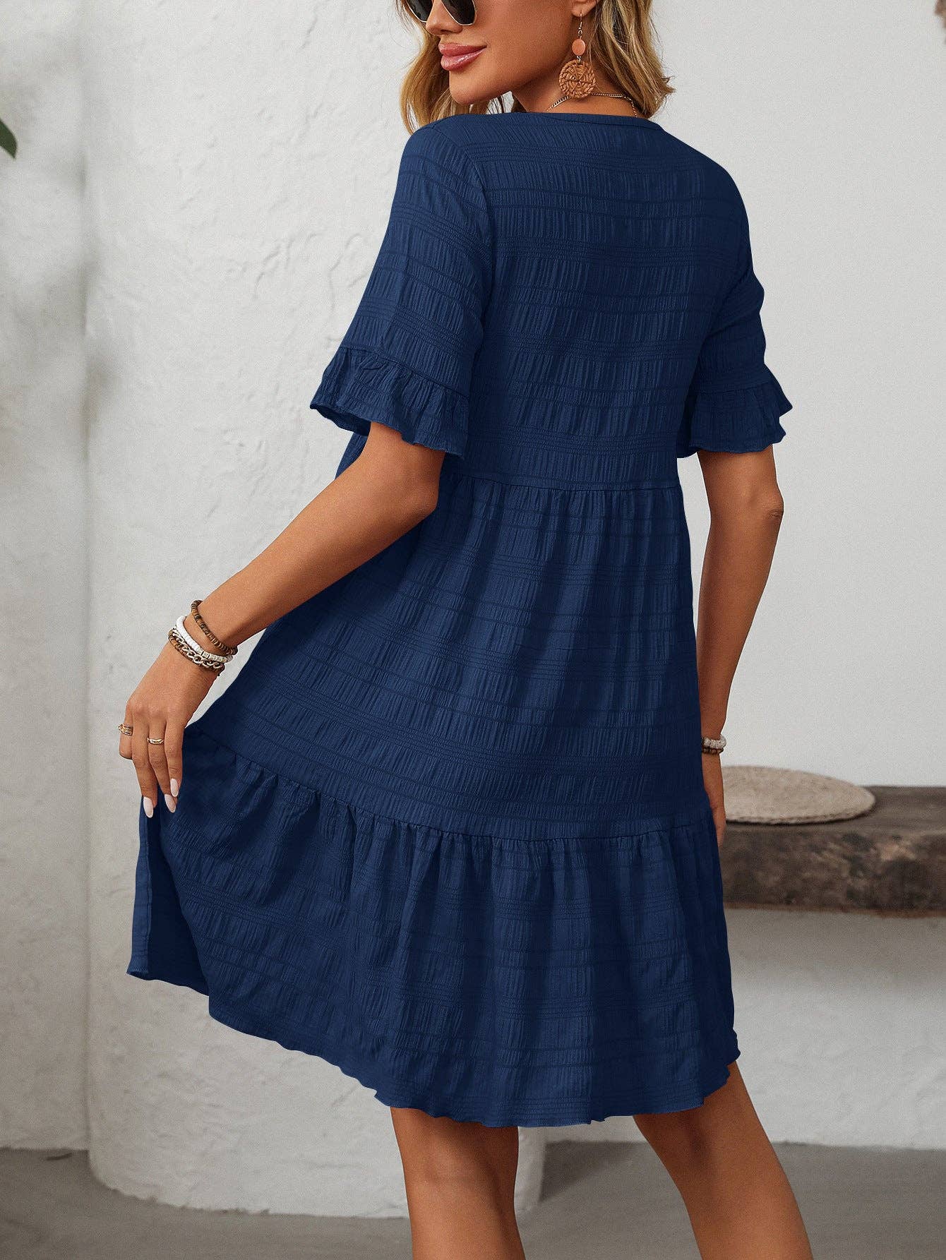 Loose Casual Short-Sleeve Elegant Dress: Pink / XL