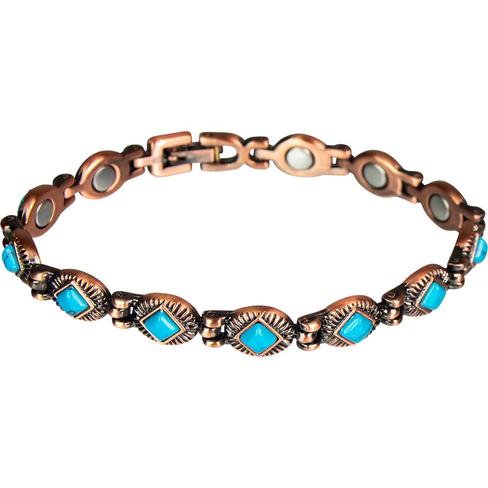 Magnetic Copper and Turquoise Link Bracelet w/ Magnets