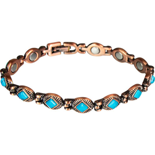 Magnetic Copper and Turquoise Link Bracelet w/ Magnets