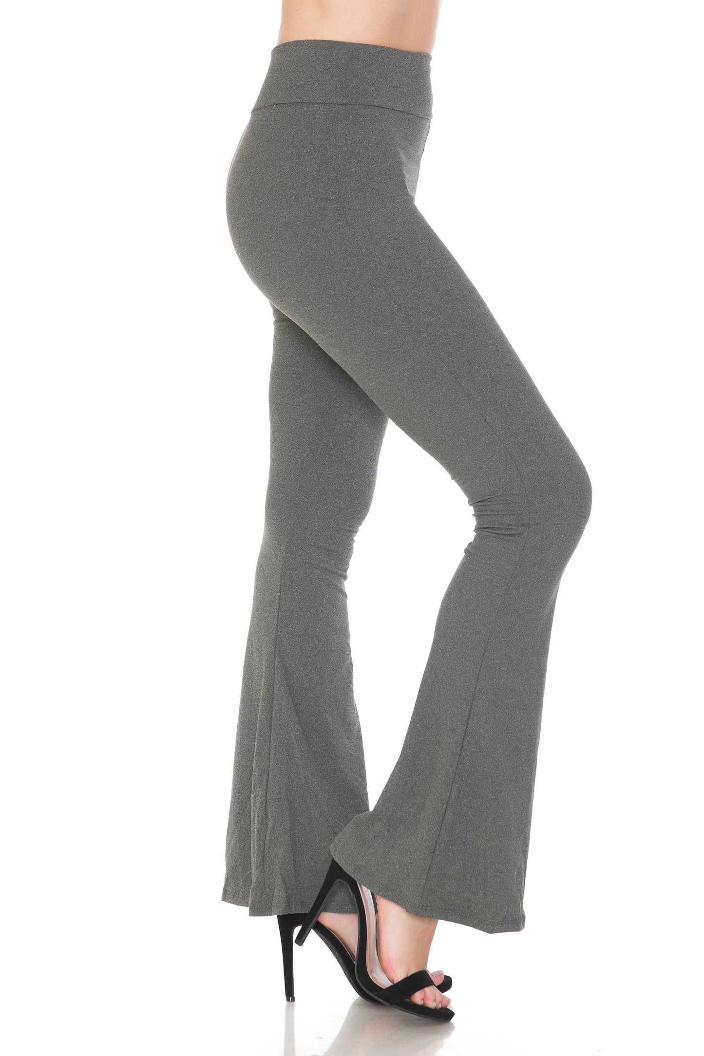 Buttery Soft High Waist Solid Palazzo Pants: Heather Charcoal / XL