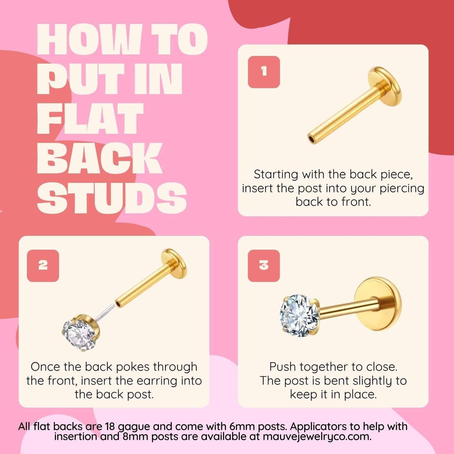 Bow Flat Back Studs: Silver