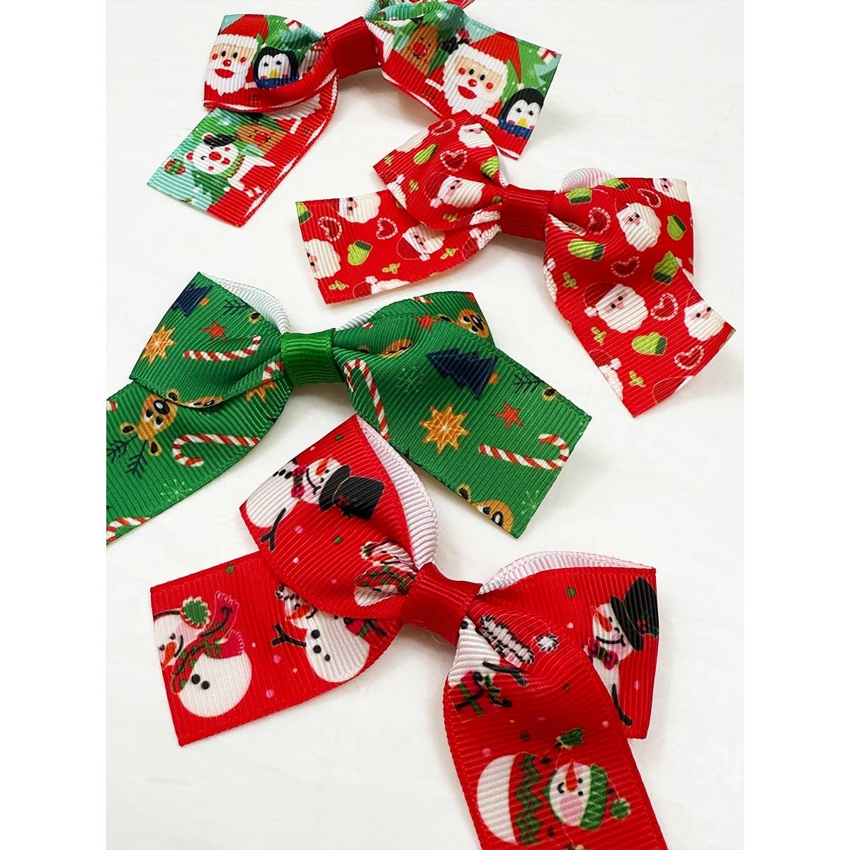 Christmas Theme Hair Bow Clip Set on a card: MIX COLOR / ONE(12)