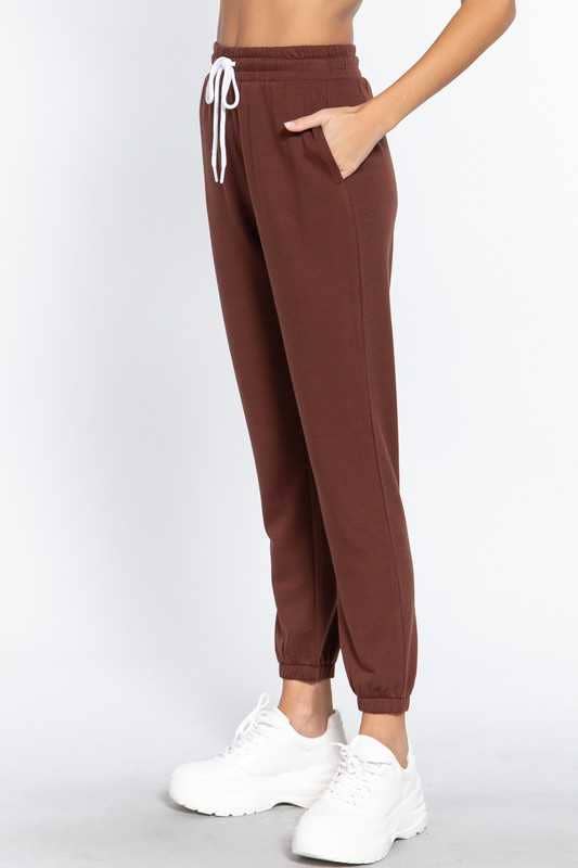 Plus Fleece Long Jogger Pants W/Drawstring: PAINT BLUE