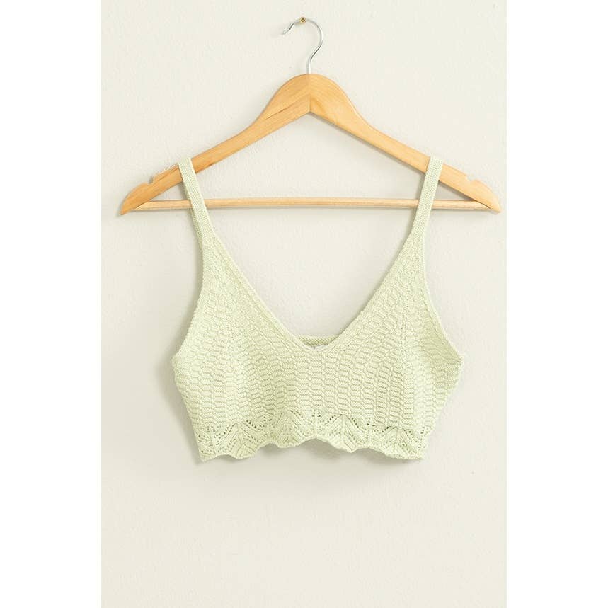 Crochet Knit Bralette: PASTEL PINK\