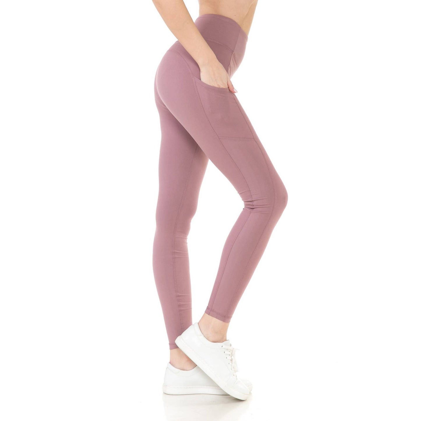 High Waist Activewear Leggings - Side Pockets: Lunar Rock / S