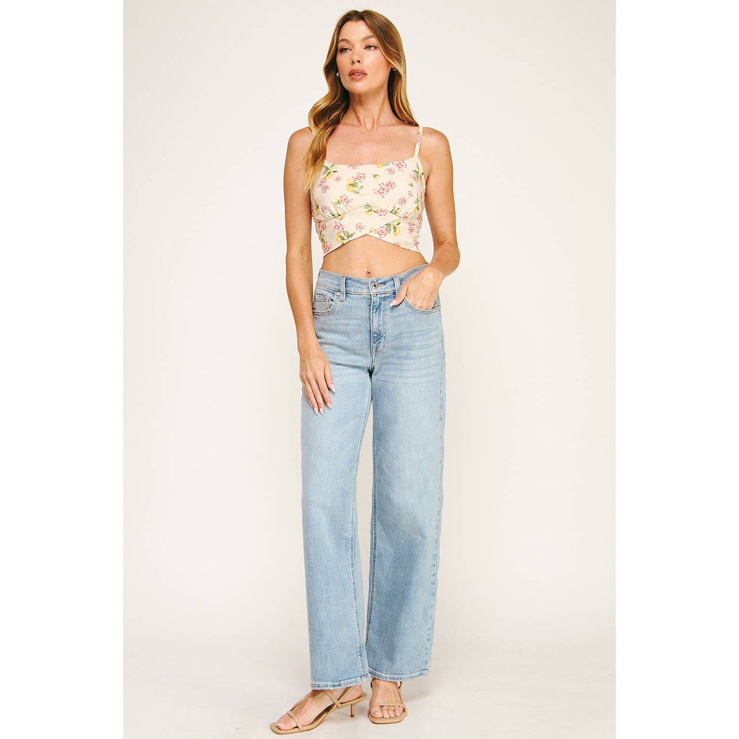 BLOOMING PINK TIE BACK CROPPED TOP: CRPKY / XL
