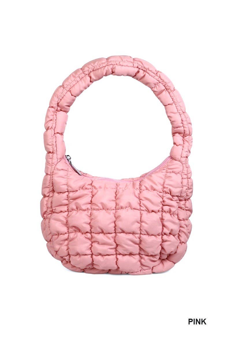 Puffer Quilted Mini Bag: PINK / 1 (ONE SIZE)